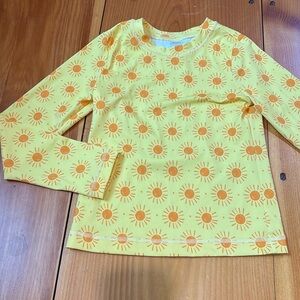 HANNA ANDERSSON 140 Yellow/Orange Printed Rash Guard Sunshine Day Sun Shirt UPF